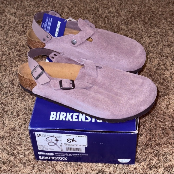 Birkenstock Tokio II Clogs Men’s 12 Women’s 14 Faded Purple Suede Buckle EU 45